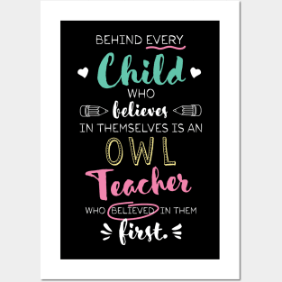 Great Owl Teacher who believed - Appreciation Quote Posters and Art